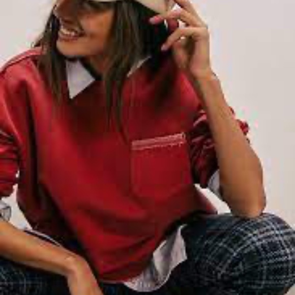 Free People We The Free Wallace Pullover  XS NWOT Red - Picture 4 of 14